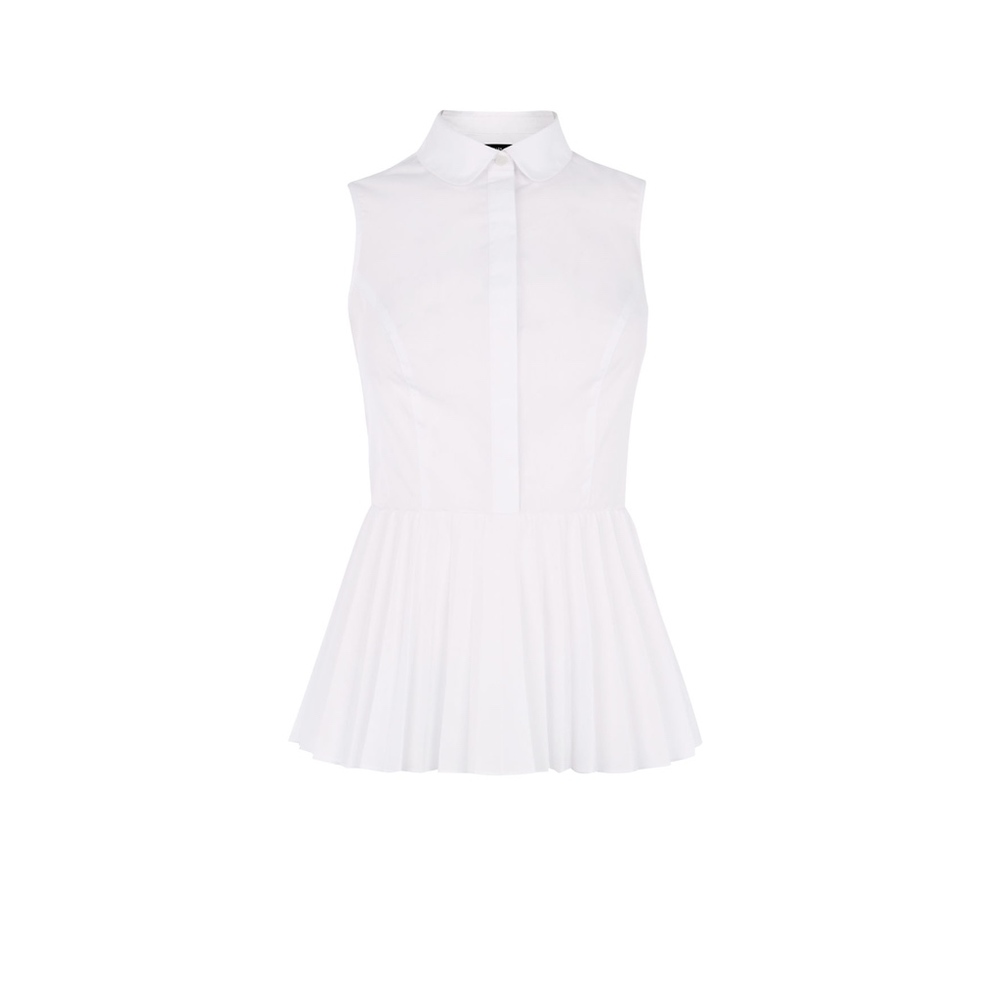 ✨sold✨ karen millen • white pleated peplum top - Picture 2 of 7